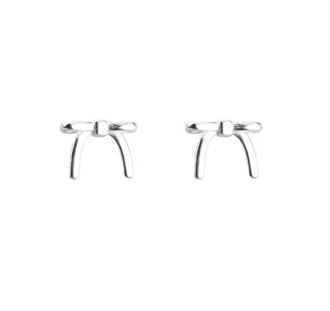 [MonoGleam] Silver Bow Stud Earrings