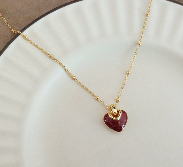 [MonoGleam] Red Heart Titanium Pendant Necklaces