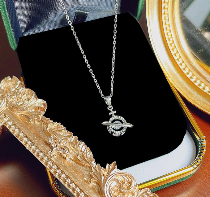 [MonoGleam] Titanium Cross Gemstone Necklaces