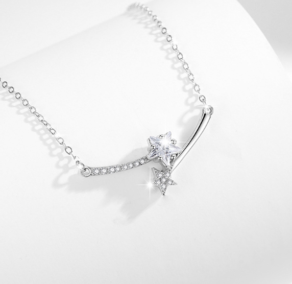 [MonoGleam] Silver Shooting Star Pendant Necklaces