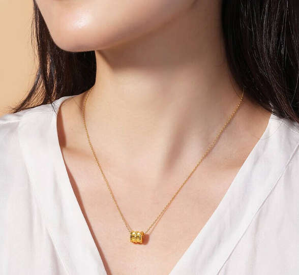 [MonoGleam]Gold Ring Pendant Necklace