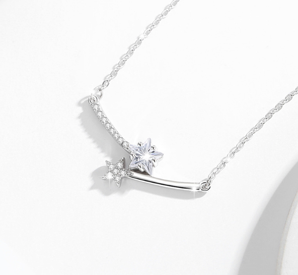 [MonoGleam] Silver Shooting Star Pendant Necklaces