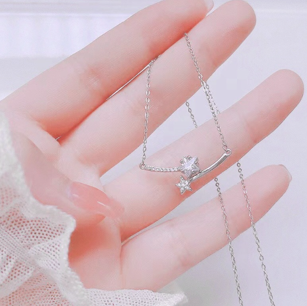 [MonoGleam] Silver Shooting Star Pendant Necklaces